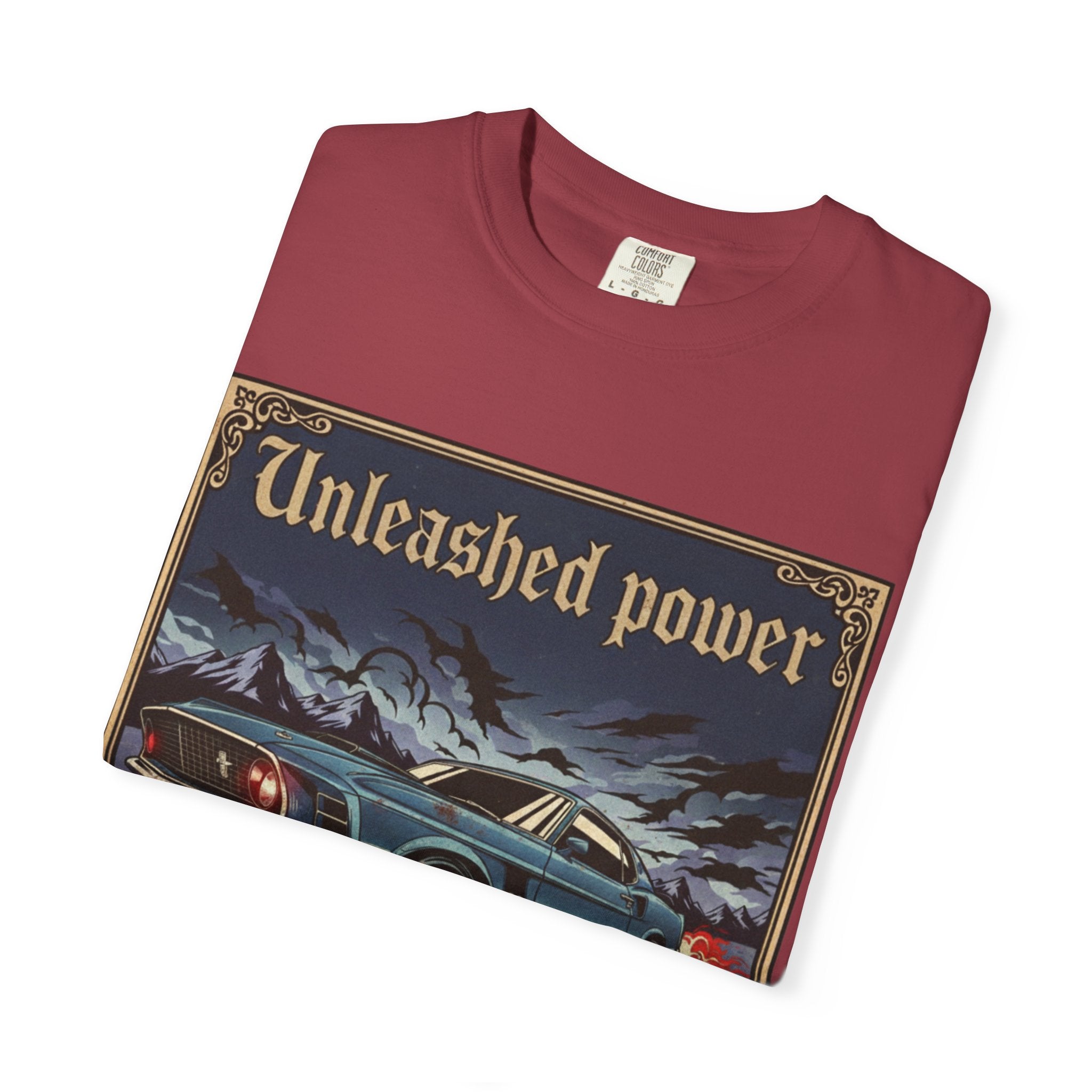 Vintage Car Lover's T-Shirt, Unisex Garment-Dyed Tee, Perfect Gift for Car Enthusiasts, Retro Auto Apparel, Unleashed Power Design
