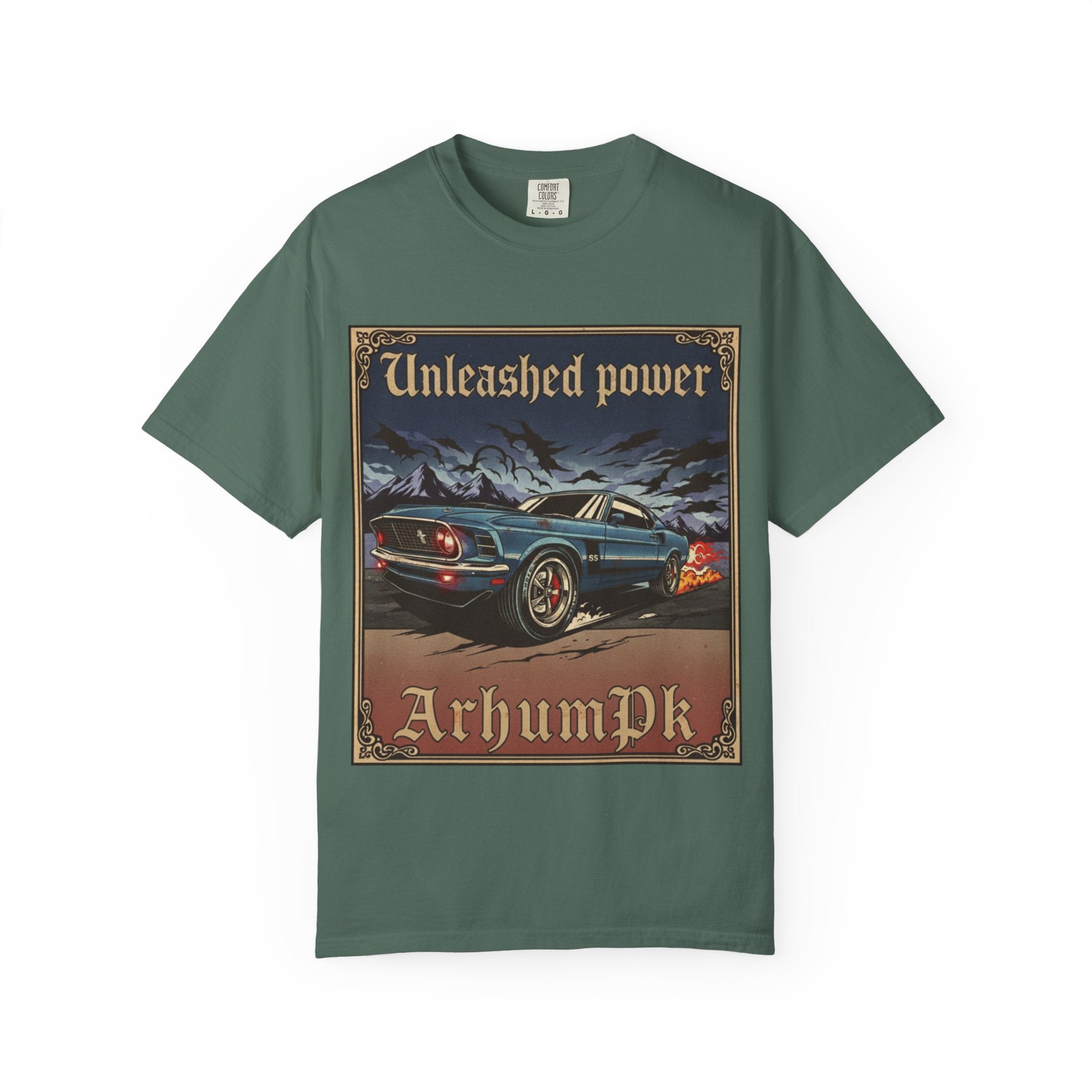 Vintage Car Lover's T-Shirt, Unisex Garment-Dyed Tee, Perfect Gift for Car Enthusiasts, Retro Auto Apparel, Unleashed Power Design