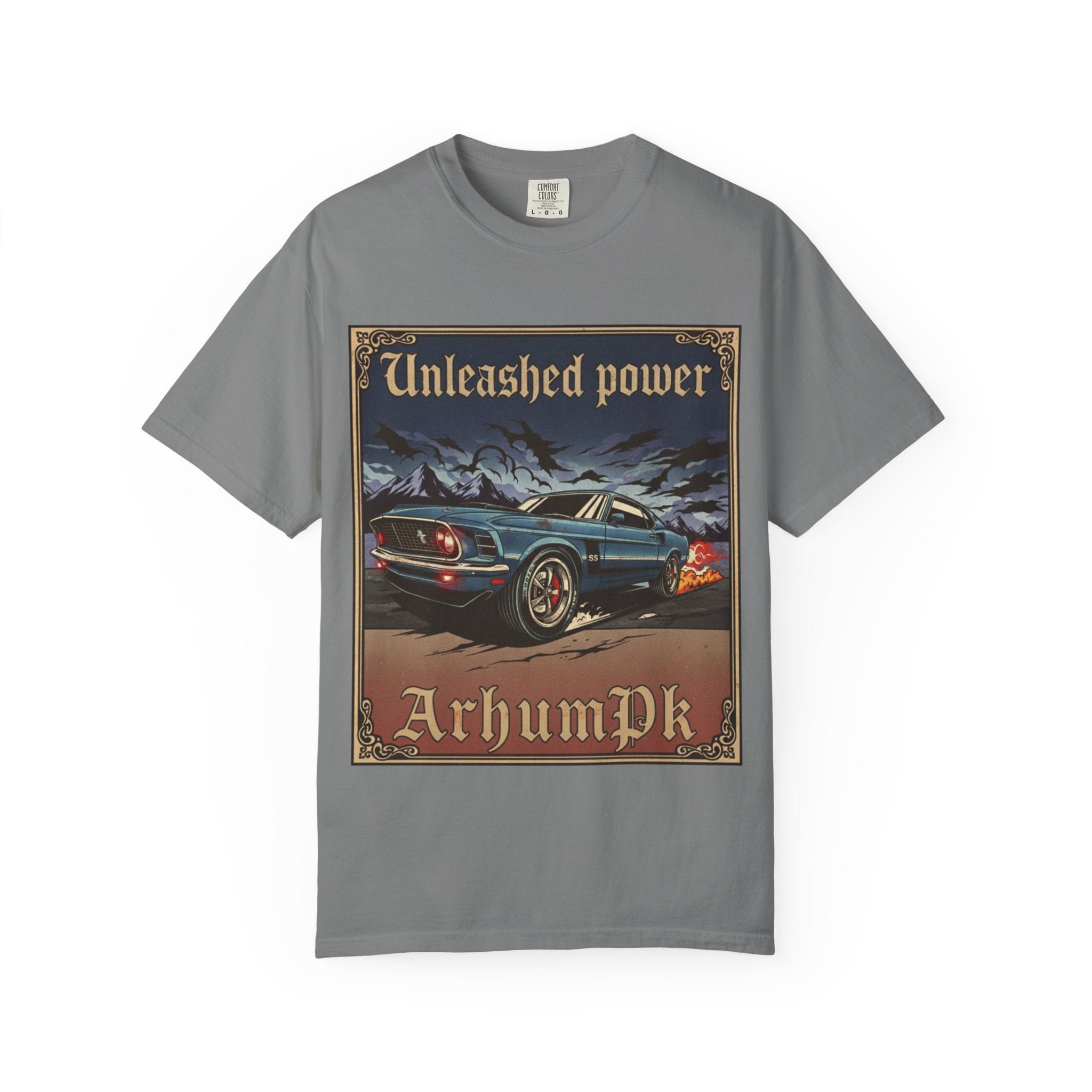 Vintage Car Lover's T-Shirt, Unisex Garment-Dyed Tee, Perfect Gift for Car Enthusiasts, Retro Auto Apparel, Unleashed Power Design