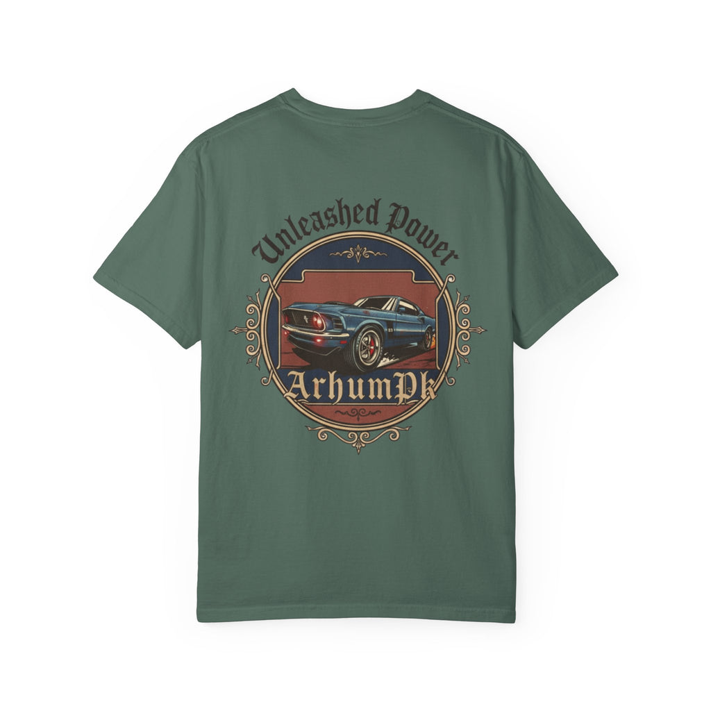 Vintage Car Lover's T-Shirt, Unisex Garment-Dyed Tee, Perfect Gift for Car Enthusiasts, Retro Auto Apparel, Unleashed Power Design