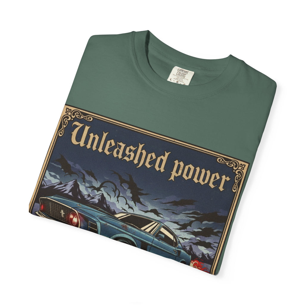 Vintage Car Lover's T-Shirt, Unisex Garment-Dyed Tee, Perfect Gift for Car Enthusiasts, Retro Auto Apparel, Unleashed Power Design