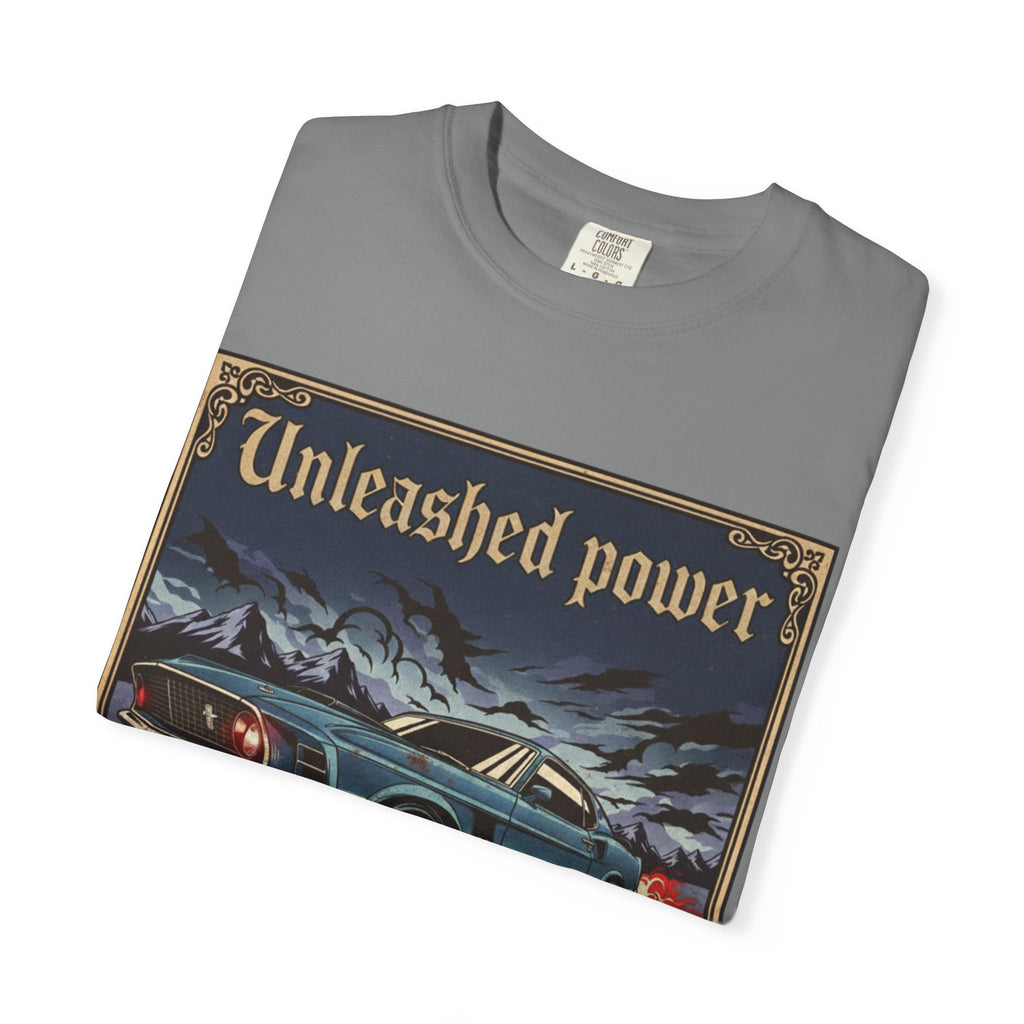 Vintage Car Lover's T-Shirt, Unisex Garment-Dyed Tee, Perfect Gift for Car Enthusiasts, Retro Auto Apparel, Unleashed Power Design
