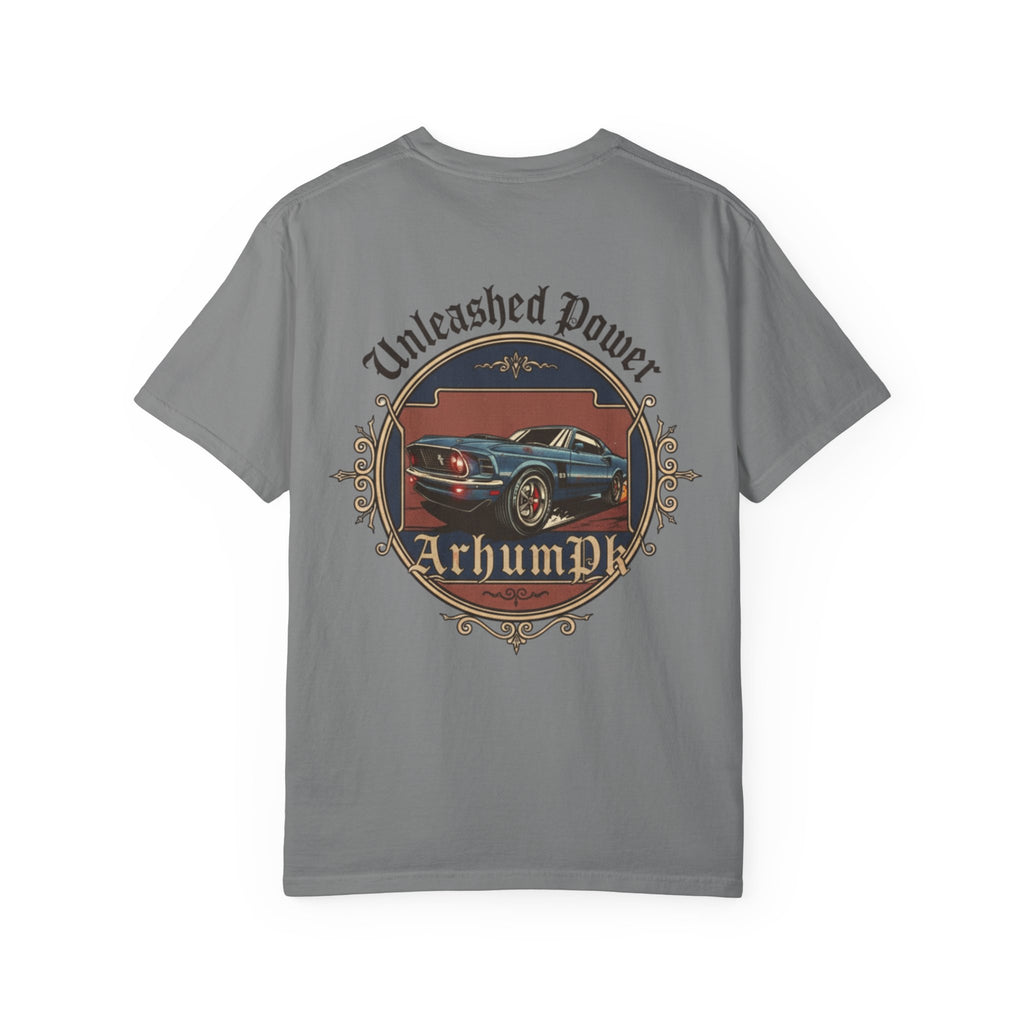 Vintage Car Lover's T-Shirt, Unisex Garment-Dyed Tee, Perfect Gift for Car Enthusiasts, Retro Auto Apparel, Unleashed Power Design