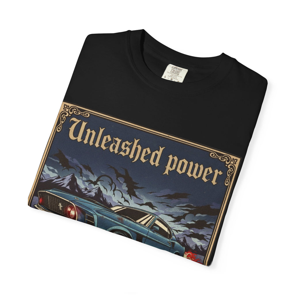 Vintage Car Lover's T-Shirt, Unisex Garment-Dyed Tee, Perfect Gift for Car Enthusiasts, Retro Auto Apparel, Unleashed Power Design
