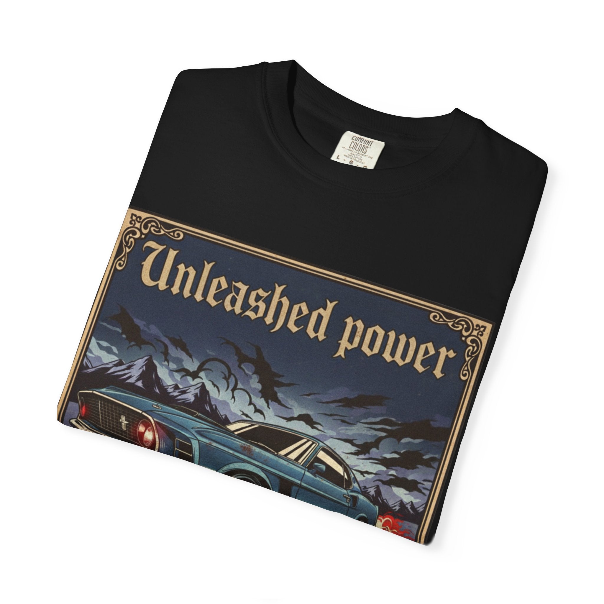 Vintage Car Lover's T-Shirt, Unisex Garment-Dyed Tee, Perfect Gift for Car Enthusiasts, Retro Auto Apparel, Unleashed Power Design