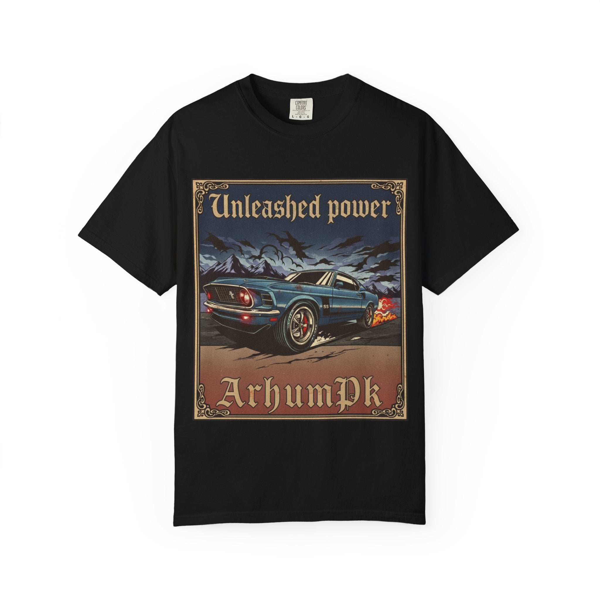 Vintage Car Lover's T-Shirt, Unisex Garment-Dyed Tee, Perfect Gift for Car Enthusiasts, Retro Auto Apparel, Unleashed Power Design