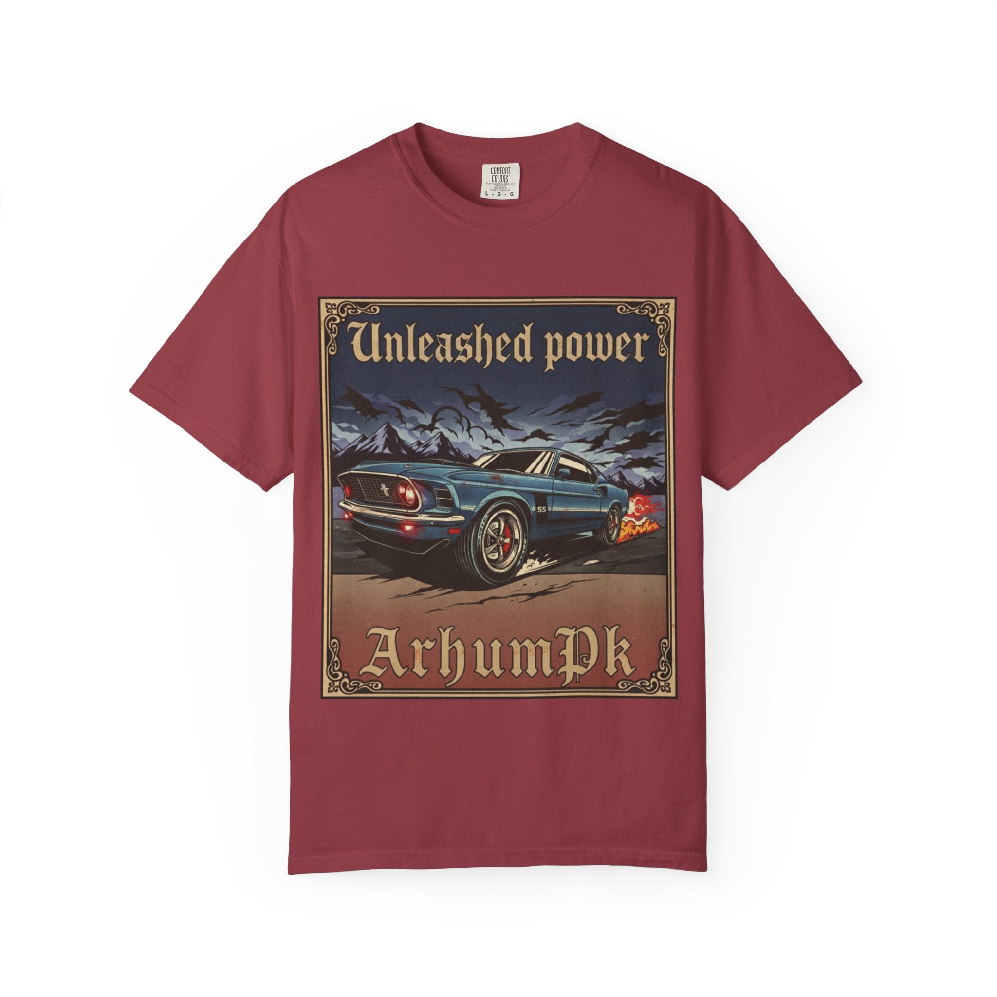 Vintage Car Lover's T-Shirt, Unisex Garment-Dyed Tee, Perfect Gift for Car Enthusiasts, Retro Auto Apparel, Unleashed Power Design